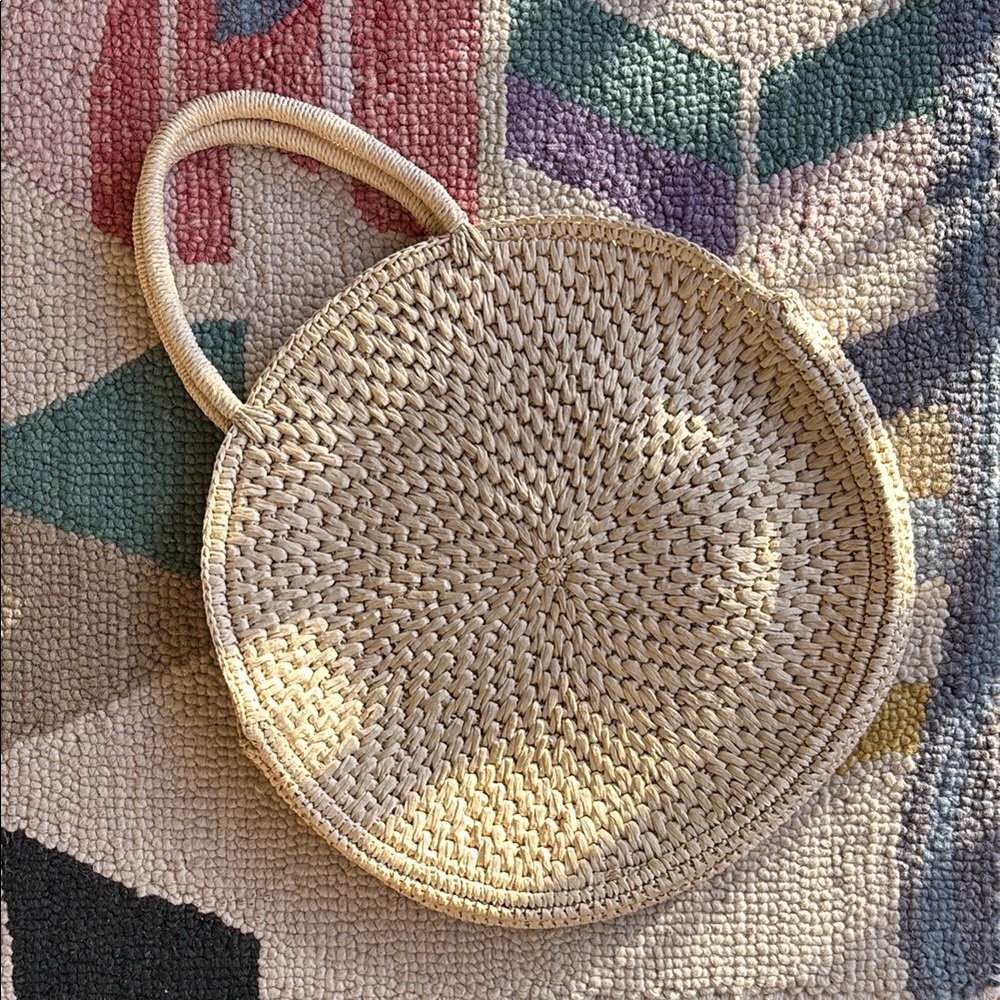 Stylish Beige Woven Tote Bag